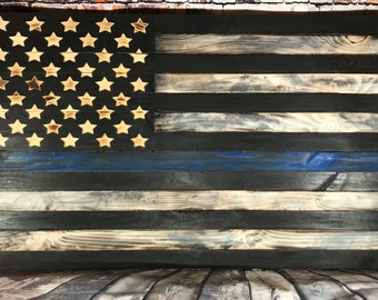 Police | American Flag | Thin Blue Line | Wall Hanging | Wall Decor | Gifts