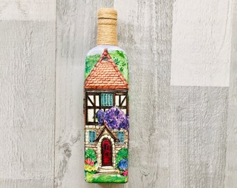 Whiskey decanter Wine decanter Altered bottles Decorated bottles with gold accents Gift bottles for home decor Painted bottles