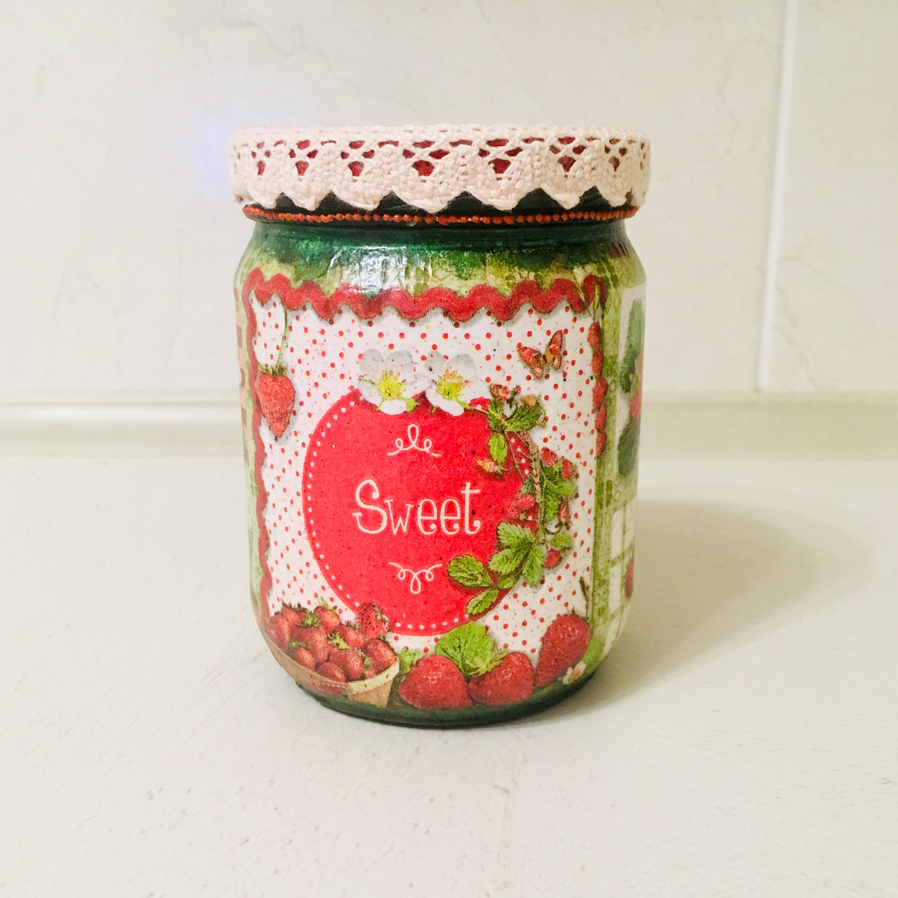 Sweet jars Jam jars Strawberry kitchen Strawberry decor Etsy