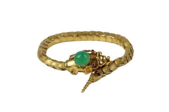 Vintage 18k Gold Reticulated Snake Bracelet - image 1