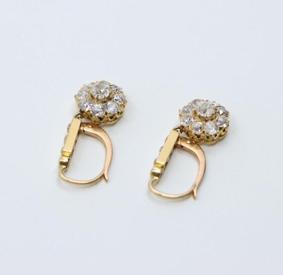 Vintage 14k Gold Diamond Flower Earrings - image 9