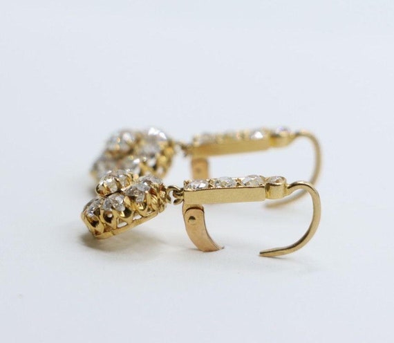 Vintage 14k Gold Diamond Flower Earrings - image 4