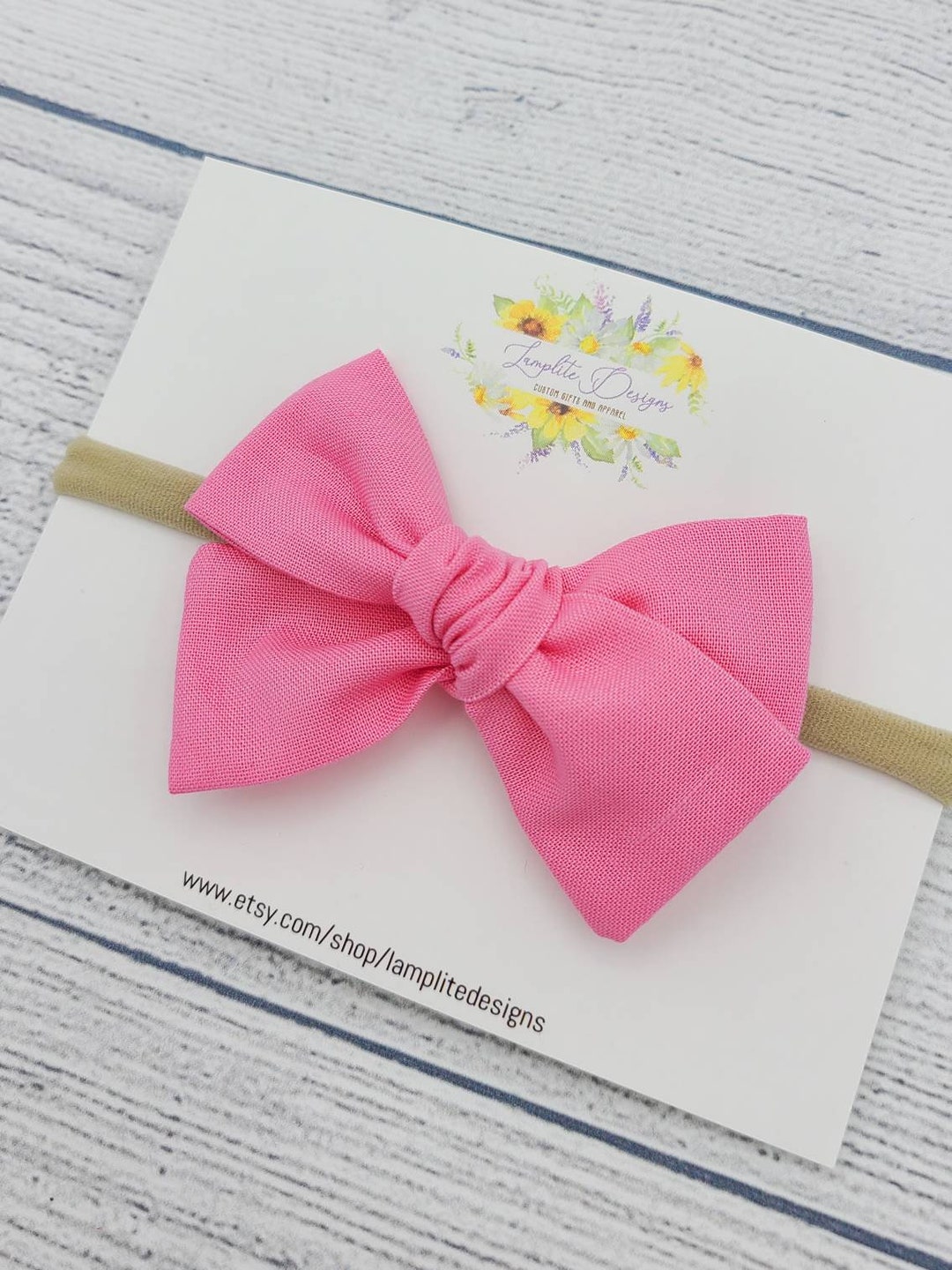 Bubblegum Pink Fabric Hair Bow - Blue Hair Bow - Hand Tied Bows - Baby ...