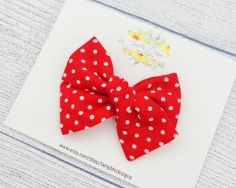 RED & WHITE POLKA DOT DRESS & HAIR BOW FITS 14" W.W & GLITTER GIRLS HANDMADE RED & WHITE POLKA DOT DRESS & HAIR BOW FITS 14" W.W & GLITTER GIRLS HANDMADE