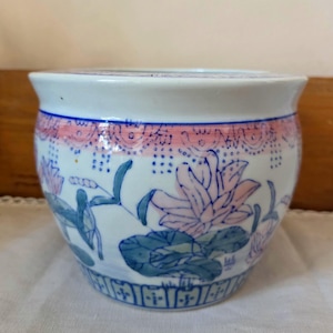 Vintage Blue & White Chinese Indoor Planter / Plant Pot