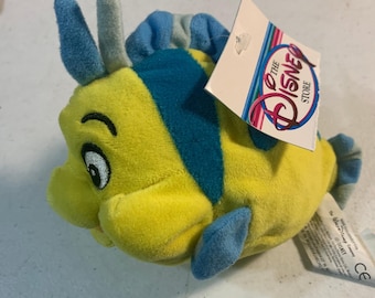 vintage The Disney Store mini bean bag plush stuffed animal FLOUNDER 7 inch