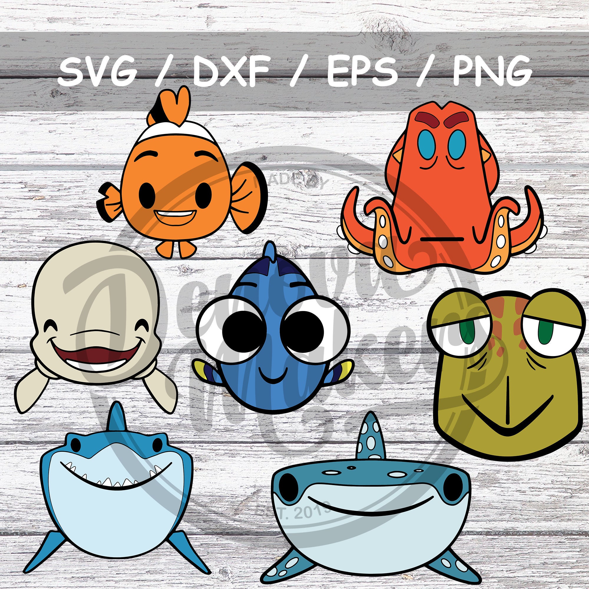 Finding Nemo Finding Dory Emoji Cut Files SVG PNG EPS dxf ...