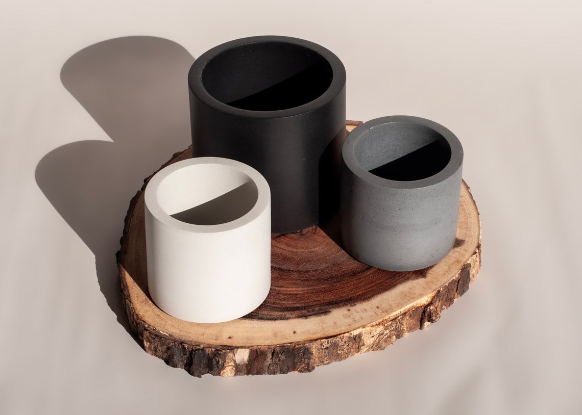 4oz Concrete Candle Jar StainResistant Luxury Candle Vessel Etsy