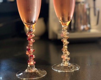 Champagne Glasses with decorated stems