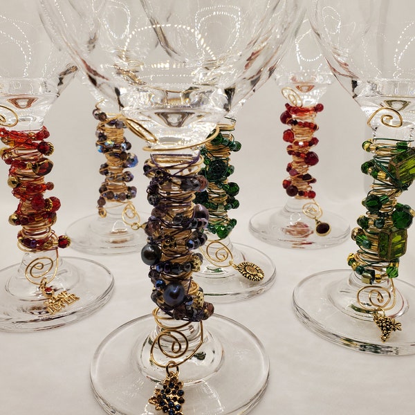 Wine glasses with decorated stems!