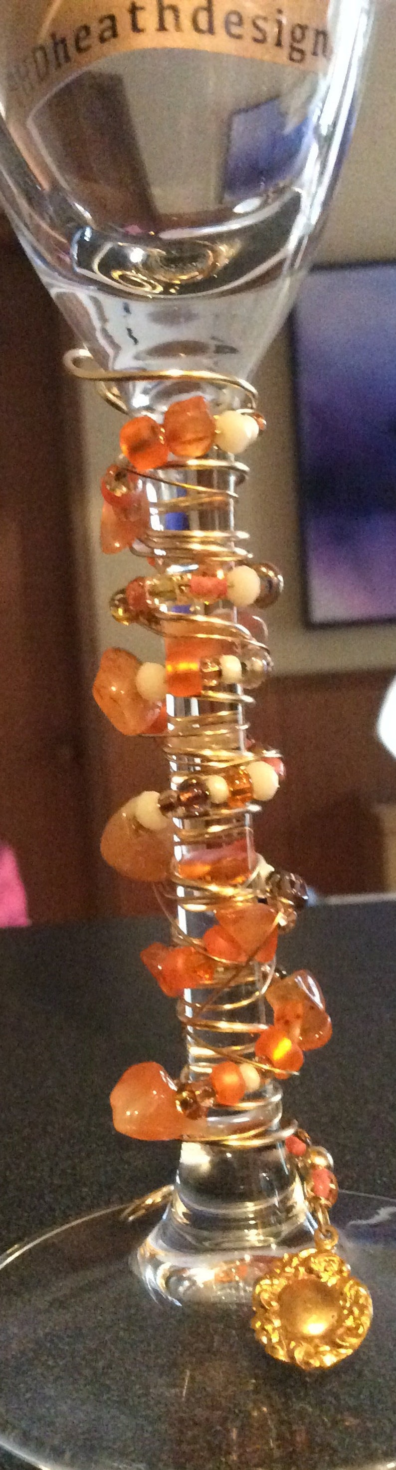 Champagne Glasses With Decorated Stems Etsy