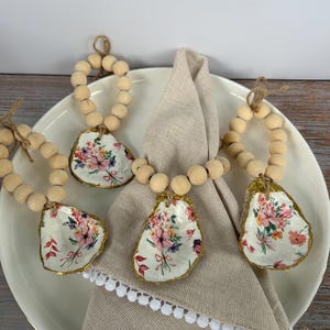 Oyster shell decor napkin ring set of 4