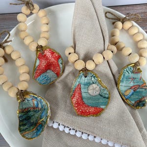 Oyster shell decor napkin ring set of 4