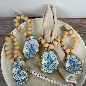 Oyster shell decor napkin ring set of 4