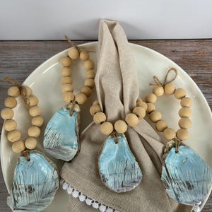 Oyster shell decor napkin ring set of 4