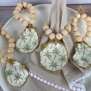 Oyster shell decor napkin ring set of 4