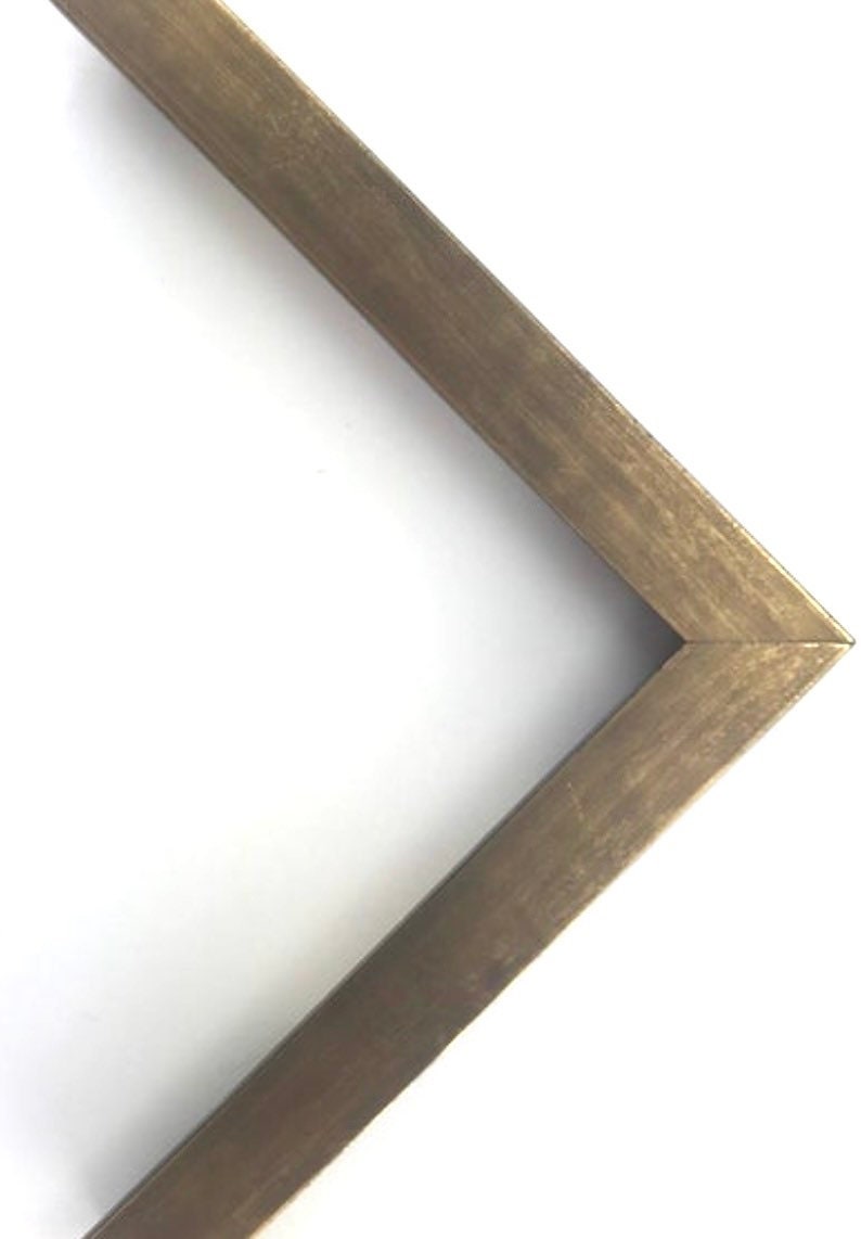 May include: Close-up of a corner of a wood picture frame with a gold finish.