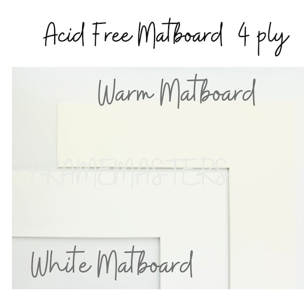 Acid Free Matboards 4 ply - Warm White, White, Red and Black-5x7 8x10 9x12 11x14 12x12 12x16 14x18 16x20