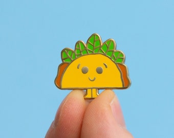 Friendly Taco Enamel Pin, cute enamel pin, cute taco, food enamel pins for backpacks, bags, coats, lanyards, food art, taco art, foodies