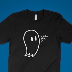 Fred the Ghost T-Shirt, süßes Geister-Shirt für Erwachsene & Kinder, süßes Halloween-T-Shirt, lustiges Halloween-T-Shirt, Spooky-T-Shirt, Geister-T-Shirt, schwarzes Shirt Bild 1