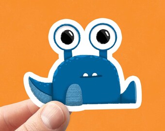 Garth the little blue alien sticker | cute alien sticker for water bottles, laptops, phone cases