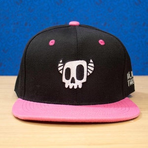 Monster Skull Snapback | Embroidered Skull Hat, Classic Snapback, Fitted Snapback, High Profile, Structured Hat, Pink Hat