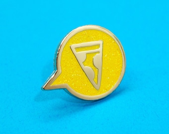 Talk Pizza Glitter Enamel Pin: Foodie Pin for Backpacks