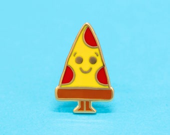 Friendly Pizza Enamel Pin | Whimsical Food Lapel Pin