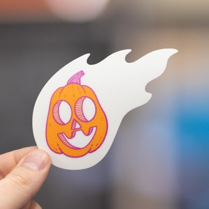 Flaming Pumpkin glow in the dark Sticker | halloween sticker, pumpkin, jack o lantern stickers, halloween sticker, spooky cute sticker