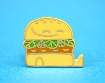 Friendly Burger Enamel Pin | Whimsical Food Pin