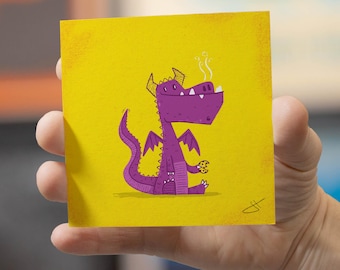 Cookie Loving Dragon Art Print | Whimsical Kids Room Wall Decor