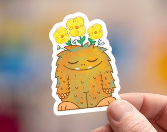 Whimsical Flower Monster Sticker | Vinyl Matte Decal