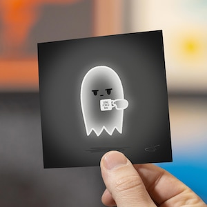 Grumpy Ghost | small art print, miniature art print, tiny art, goth home decor, hand drawn art, ghost art print, ghost decor, ghost print