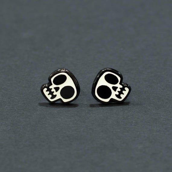 Glow in the Dark Skull Earrings | Small Spooky Skeleton Jewelry