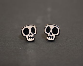 Skull Earring Studs, glow in the dark earrings, skull earrings, fun earrings, cute earrings, skulls, skull art, halloween earrings