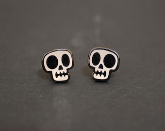 Glow in the Dark Skull Earring Studs | skull earrings, fun earrings, cute earrings, skulls, skull art, halloween earrings, spooky cute