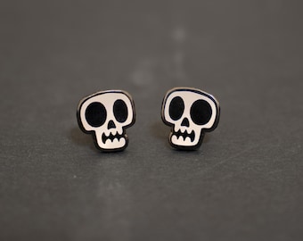 Skull Earring Studs, glow in the dark earrings, skull earrings, fun earrings, cute earrings, skulls, skull art, halloween earrings