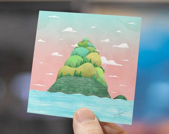 Island Turtle Art Print | Whimsical Seascape Wall Decor