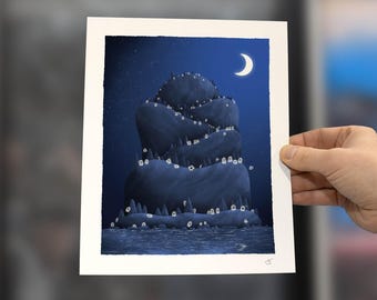 Island of Ghosts Art Print | Spooky Ghosties Landscape Wall Decor