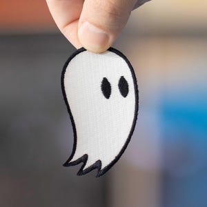 Glow-in-the-Dark Ghost Patch: Fred, the Spooky Embroidered Iron-On