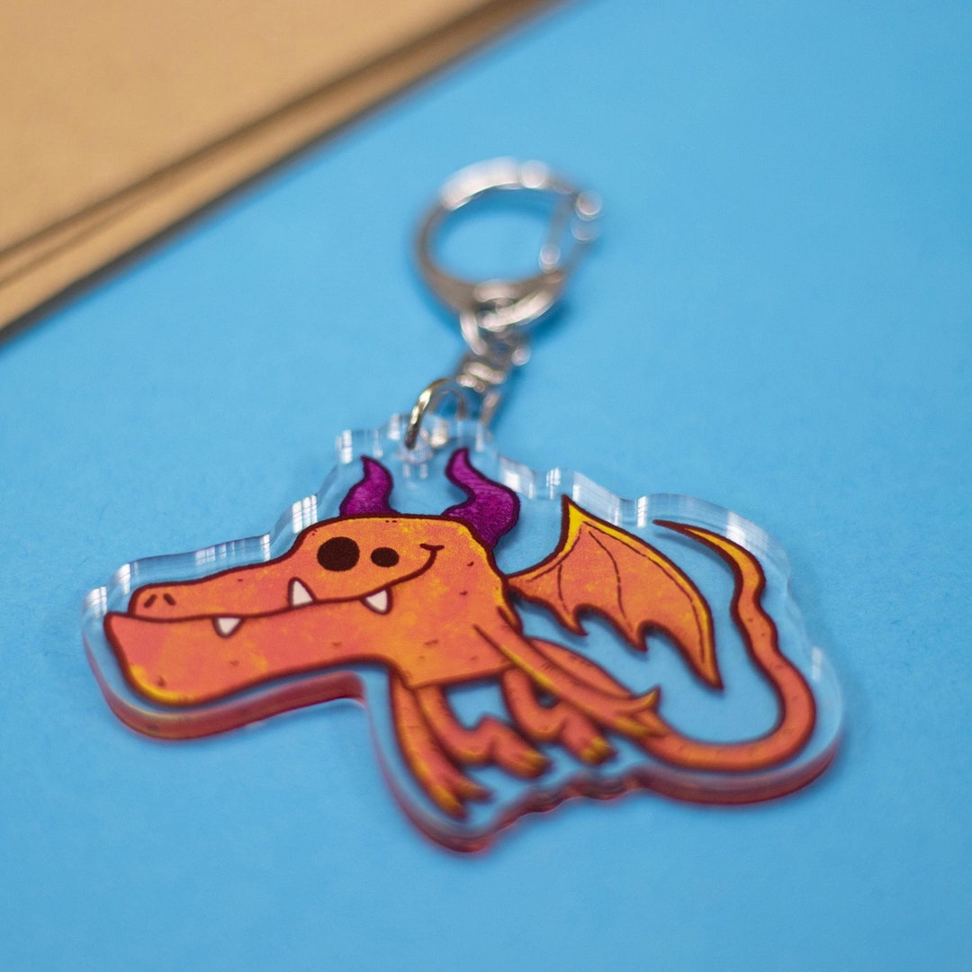 Draggin Dragon Acrylic Keychain Dragon Keychain Dragon Etsy