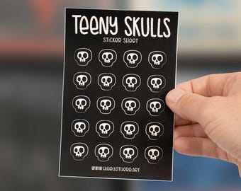 Teeny Skulls Sticker Sheet | 20 Small Matte Decals | 4"x6" Sheet