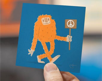 Peaceful Bigfoot Art Print | Whimsical Sasquatch Wall Decor