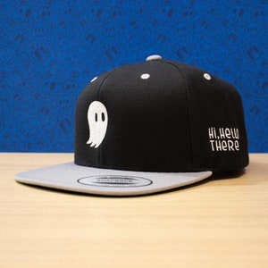 Fred the Ghost Black and Gray Snapback Embroidered Ghost Hat, Classic Snapback image 2