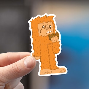 Bigfoot Eating a Cookie Sticker | bigfoot sticker, cute bigfoot sticker for water bottles, laptop sticker, phone cases, Sasquatch, Cryptid