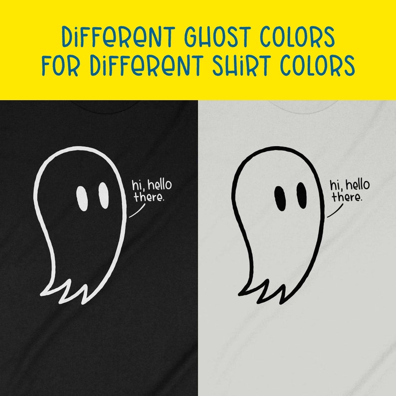 Fred the Ghost T-Shirt, süßes Geister-Shirt für Erwachsene & Kinder, süßes Halloween-T-Shirt, lustiges Halloween-T-Shirt, Spooky-T-Shirt, Geister-T-Shirt, schwarzes Shirt Bild 2