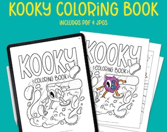 Downloadable Kooky Coloring Book, printable coloring book, kid's coloring book, coloring pages, downloadable fun coloring sheets