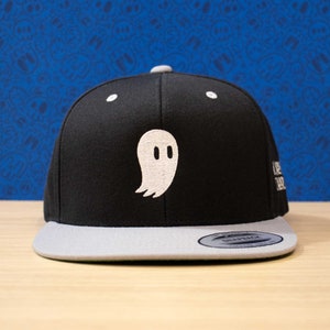 Fred the Ghost Black and Gray Snapback Embroidered Ghost Hat, Classic Snapback image 1