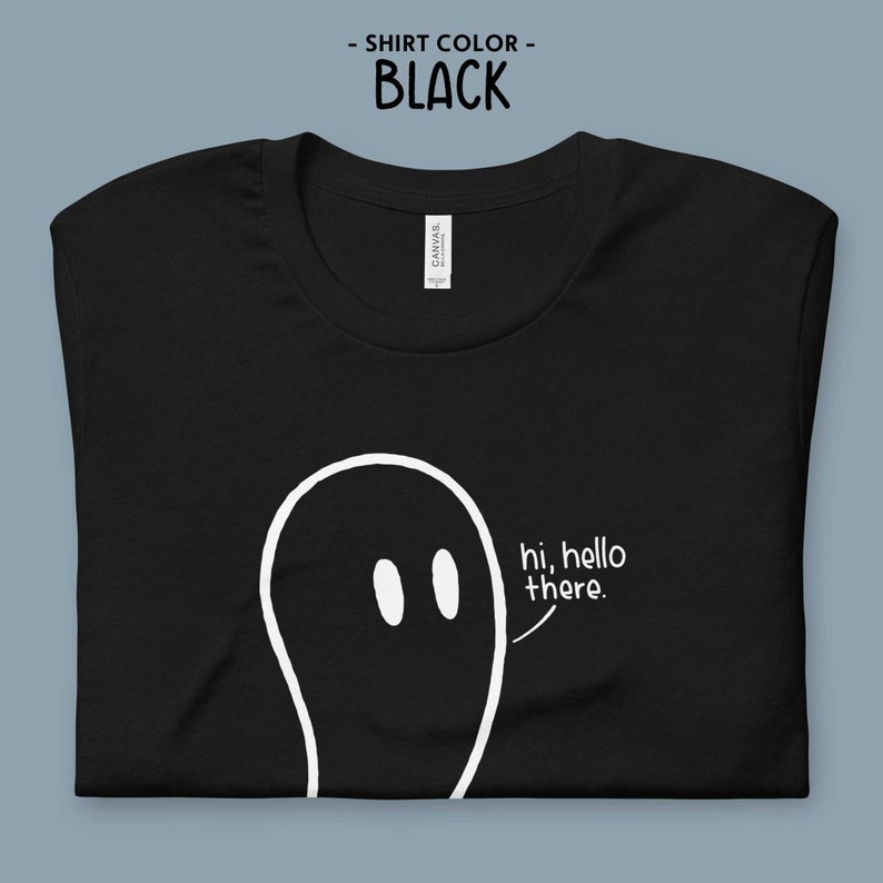 Fred the Ghost T-Shirt, süßes Geister-Shirt für Erwachsene & Kinder, süßes Halloween-T-Shirt, lustiges Halloween-T-Shirt, Spooky-T-Shirt, Geister-T-Shirt, schwarzes Shirt Bild 4