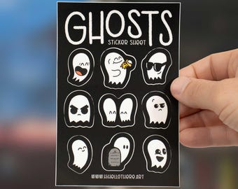 Ghosts Sticker Sheet | 9 Spooky-Cute Matte Decals | 4"x6" Sheet
